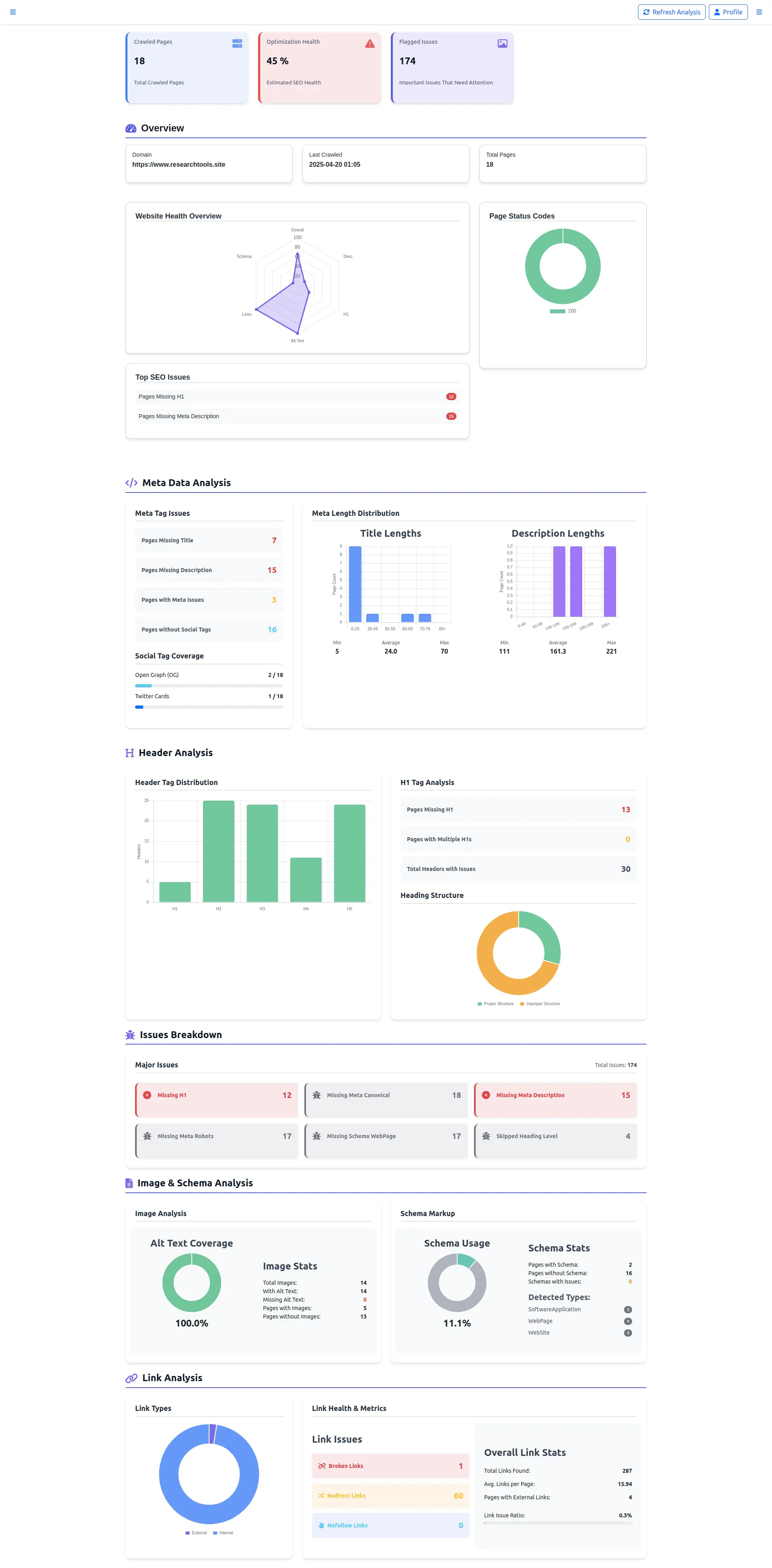 Detailed On-Page Analysis View